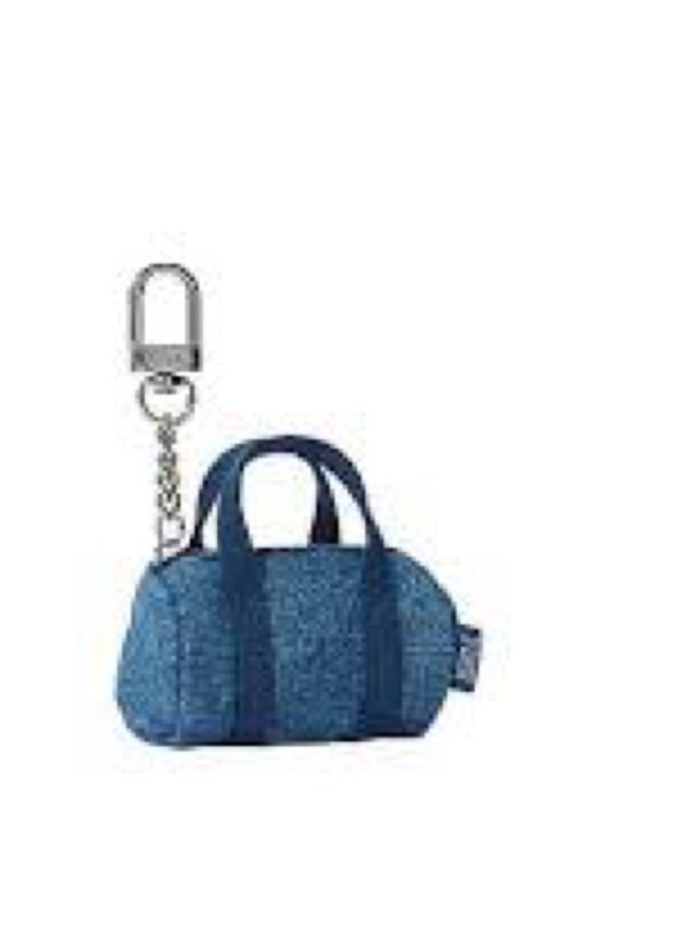 PINK Victoria's Secret Denim Mini Pouch Silver Metal Keychain Clip with Chain - Picture 8 of 8